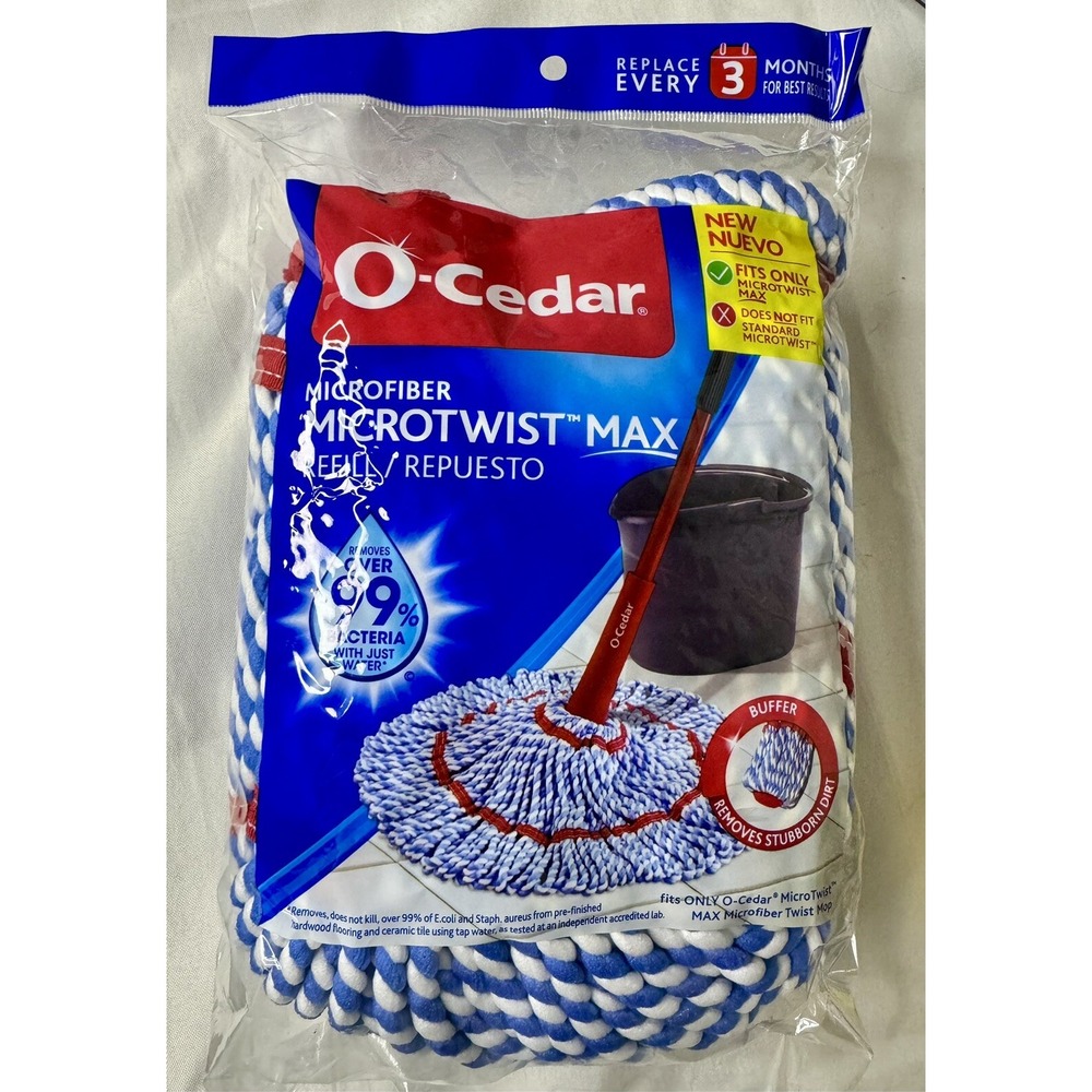 New Sealed O-Cedar MicroTwist MAX Mop Refill Microfiber Replacement Head 161254‎